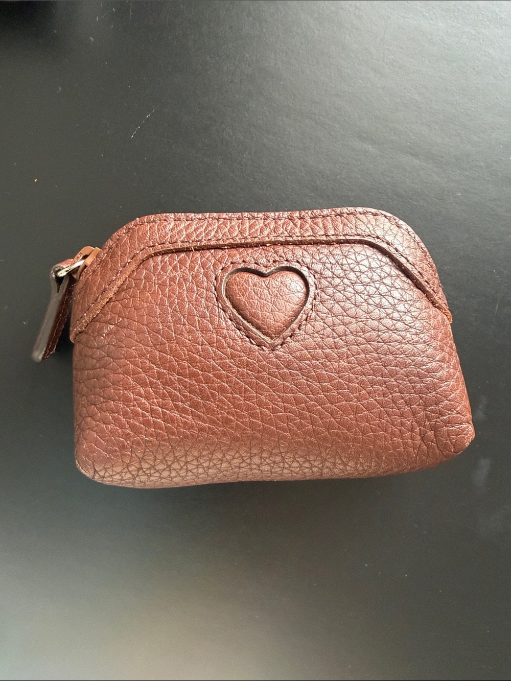 Brighton Brown Pebbled Leather Heart Coin Pouch